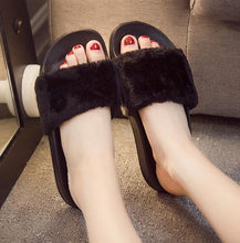 Load image into Gallery viewer, large Size 36-41 Hot Women Slippers Fashion Spring Summer Autumn  Plush Slippers Women Faux Fur Slides Flip Flops Flat Shoes