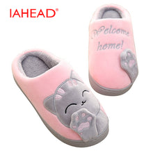 Load image into Gallery viewer, IAHEAD Warm Cat Winter Shoes Women Home Slippers Comfort Home Shoes For Women Plus Indoor Shoes Fur Slippers cat slippers UPD001