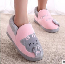 Load image into Gallery viewer, IAHEAD Warm Cat Winter Shoes Women Home Slippers Comfort Home Shoes For Women Plus Indoor Shoes Fur Slippers cat slippers UPD001
