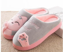 Load image into Gallery viewer, IAHEAD Warm Cat Winter Shoes Women Home Slippers Comfort Home Shoes For Women Plus Indoor Shoes Fur Slippers cat slippers UPD001