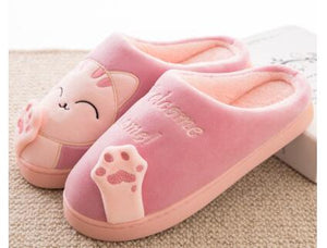 IAHEAD Warm Cat Winter Shoes Women Home Slippers Comfort Home Shoes For Women Plus Indoor Shoes Fur Slippers cat slippers UPD001