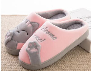 IAHEAD Warm Cat Winter Shoes Women Home Slippers Comfort Home Shoes For Women Plus Indoor Shoes Fur Slippers cat slippers UPD001